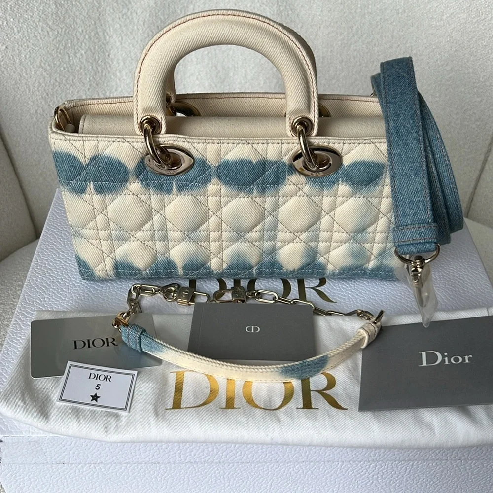 ⭐️ Dior Lady D-Joy Cannage Quilted Denim Medium - Picture 4 of 16